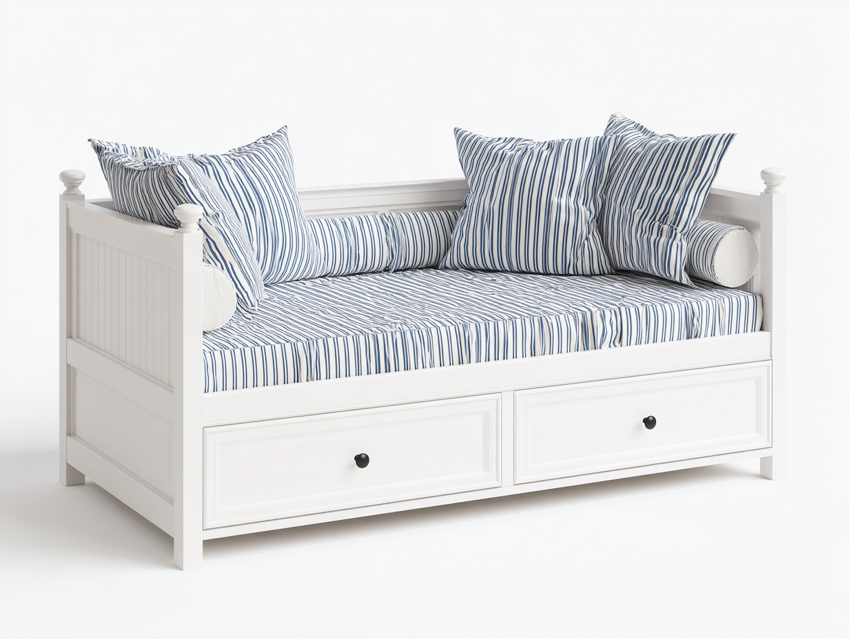 Canapé lit en bois blanc avec tiroirs 203x98x85 cm - adapté au salon - design classique-Sofaupyard