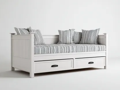 Canapé lit en bois blanc avec tiroirs 203x98x85 cm - adapté au salon - design classique-Sofaupyard