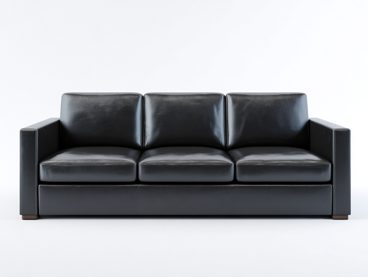 Canapé 3 places en cuir noir 218x88x76 cm - adapté au salon - style moderne-Sofaupyard
