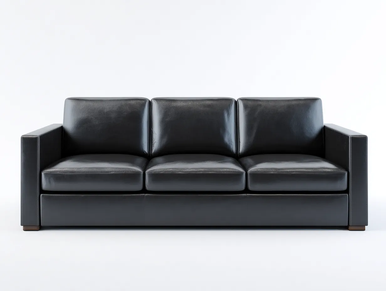 Canapé 3 places en cuir noir 218x88x76 cm - adapté au salon - style moderne-Sofaupyard