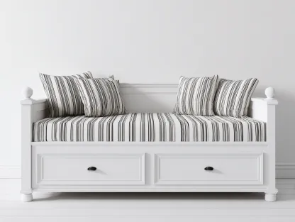 Canapé lit en bois avec espace de rangement 195x88x86 cm - blanc-noir - adapté au salon - style classique-Sofaupyard