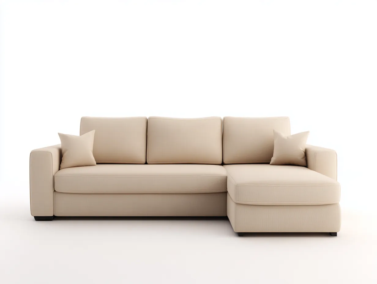 Canapé d'angle en tissu beige clair 245x155x86 cm - adapté au salon - design moderne-Sofaupyard
