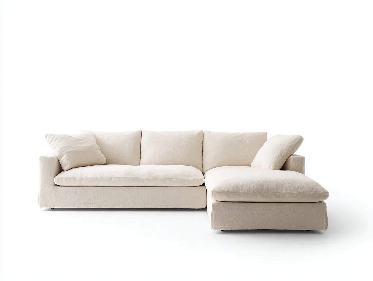 Canapé d'angle en tissu beige 285x170x78 cm - adapté au salon - style contemporain-Sofaupyard