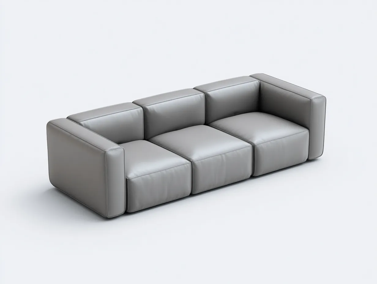 Canapé 3 places en cuir synthétique 220x95x72 cm - gris clair - adapté au salon - design moderne-Sofaupyard