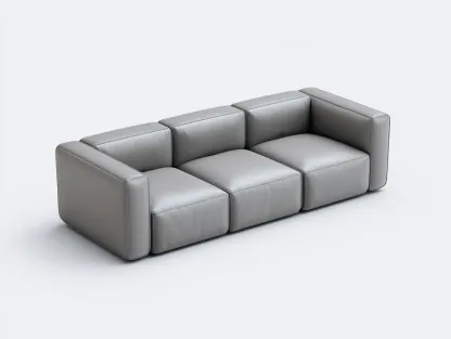 Canapé 3 places en cuir synthétique 220x95x72 cm - gris clair - adapté au salon - design moderne-Sofaupyard