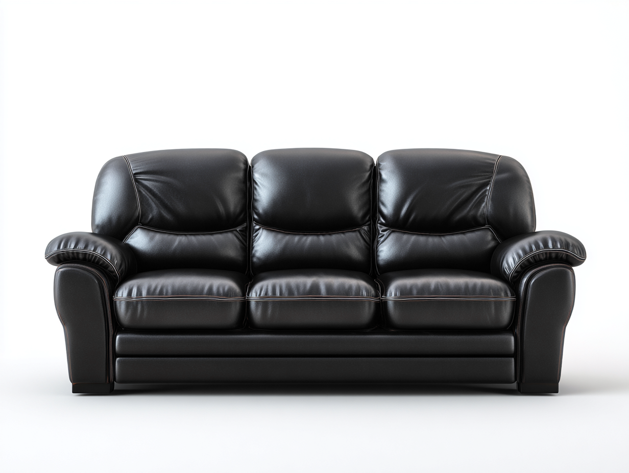 Canapé 3 places en cuir synthétique noir 215x96x88 cm - adapté au salon - style moderne-Sofaupyard