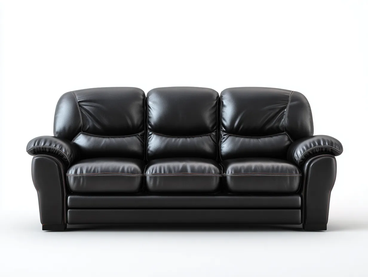 Canapé 3 places en cuir synthétique noir 215x96x88 cm - adapté au salon - style moderne-Sofaupyard