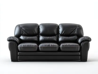 Canapé 3 places en cuir synthétique noir 215x96x88 cm - adapté au salon - style moderne-Sofaupyard