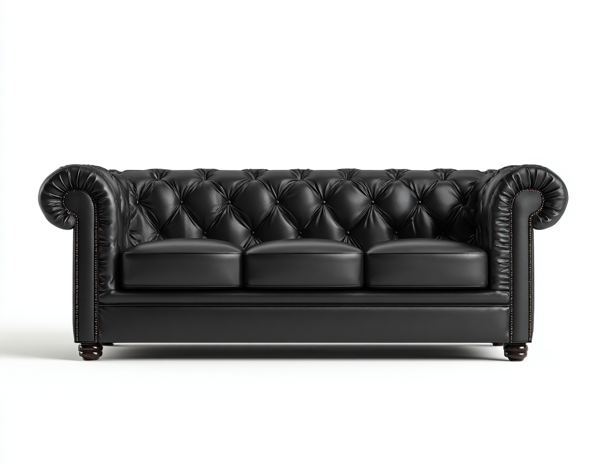 Canapé 3 places en cuir synthétique noir 225x92x78 cm - adapté au salon - style Chesterfield-Sofaupyard