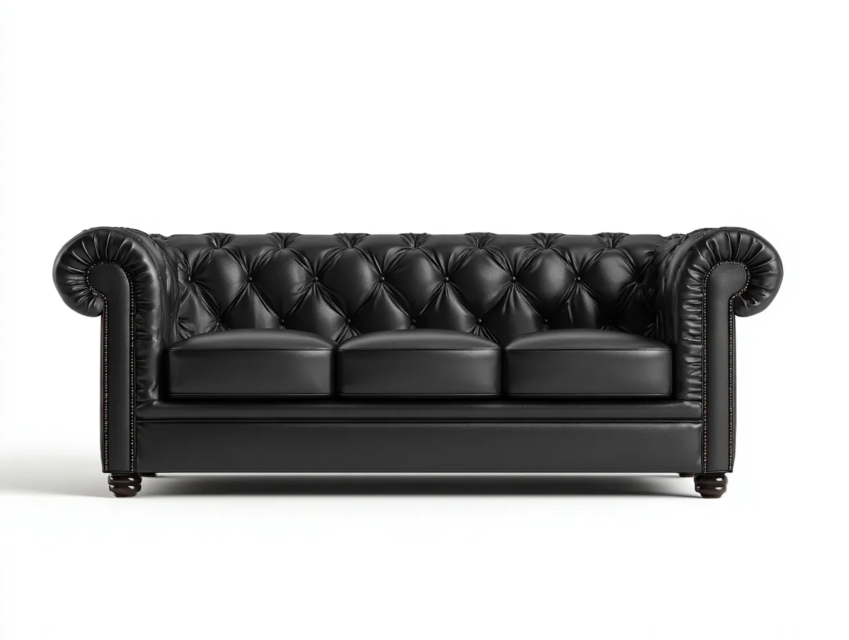 Canapé 3 places en cuir synthétique noir 225x92x78 cm - adapté au salon - style Chesterfield-Sofaupyard