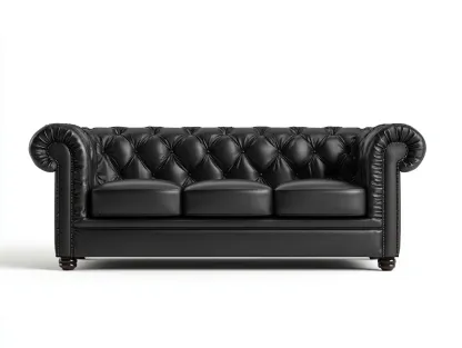 Canapé 3 places en cuir synthétique noir 225x92x78 cm - adapté au salon - style Chesterfield-Sofaupyard
