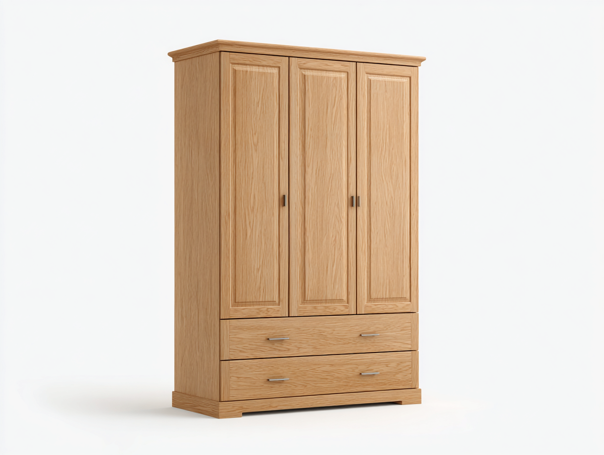 Armoire en bois avec espace de rangement 145x60x198 cm - chêne clair - adaptée à la chambre - style classique-Sofaupyard