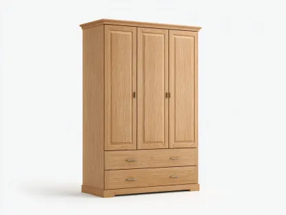 Armoire en bois avec espace de rangement 145x60x198 cm - chêne clair - adaptée à la chambre - style classique-Sofaupyard