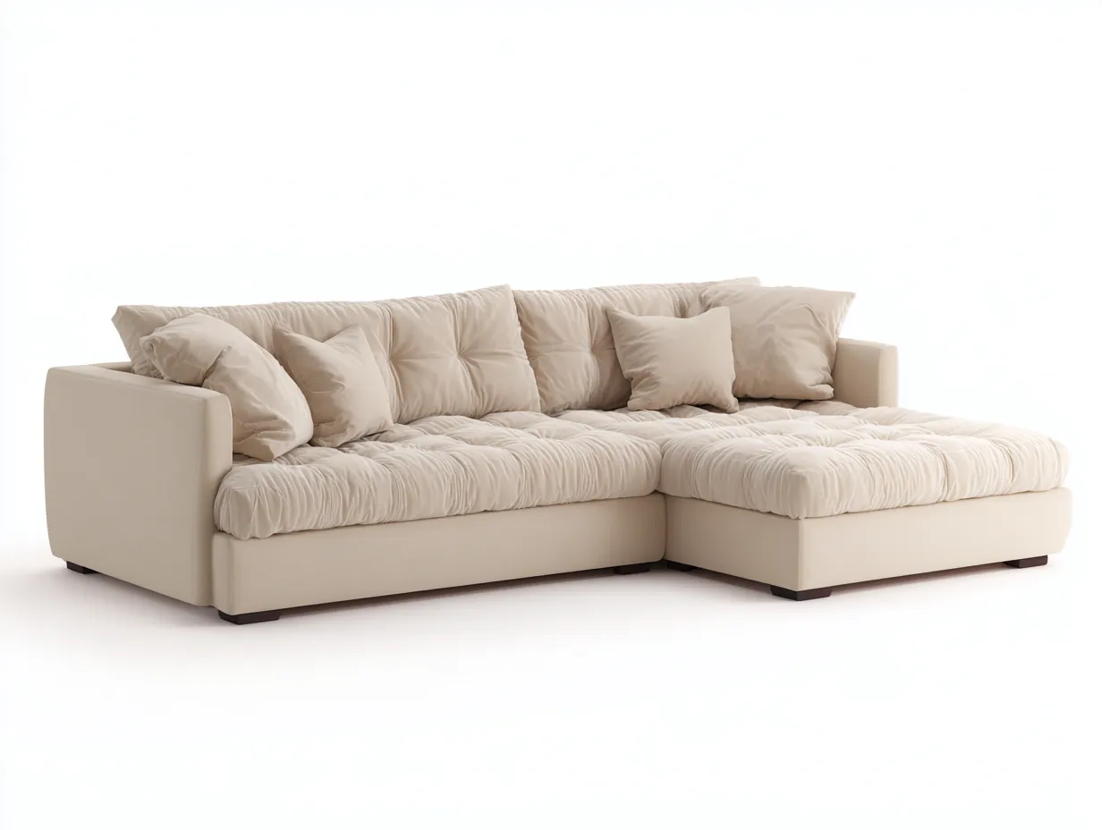 Canapé d'angle en tissu beige clair 260x170x82 cm - adapté au salon - design moderne-Sofaupyard