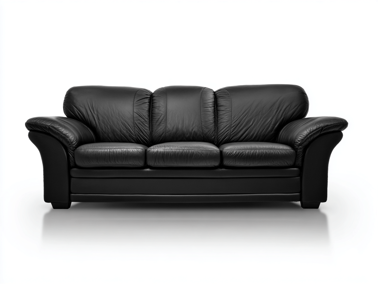 Canapé 3 places en cuir noir 222x90x82 cm - adapté au salon - style moderne-Sofaupyard