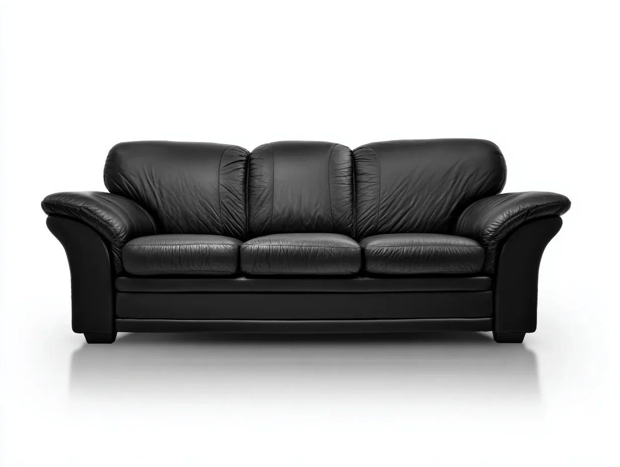 Canapé 3 places en cuir noir 222x90x82 cm - adapté au salon - style moderne-Sofaupyard