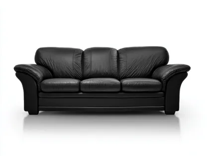 Canapé 3 places en cuir noir 222x90x82 cm - adapté au salon - style moderne-Sofaupyard