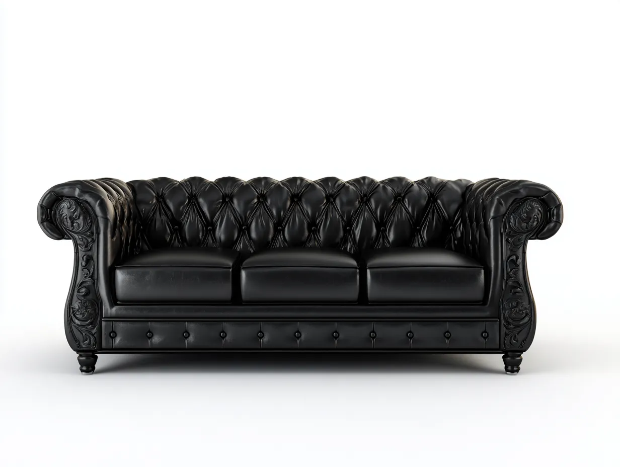 Canapé 3 places en cuir synthétique noir 235x100x82 cm - adapté au salon - style classique-Sofaupyard