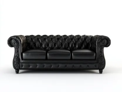 Canapé 3 places en cuir synthétique noir 235x100x82 cm - adapté au salon - style classique-Sofaupyard