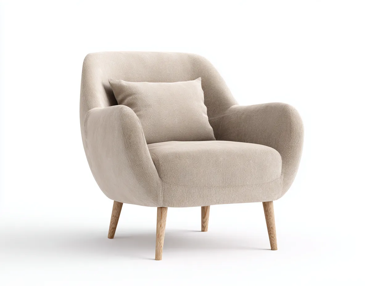 Fauteuil en tissu 82x79x84 cm beige pour salon - design moderne-Oakmyloft