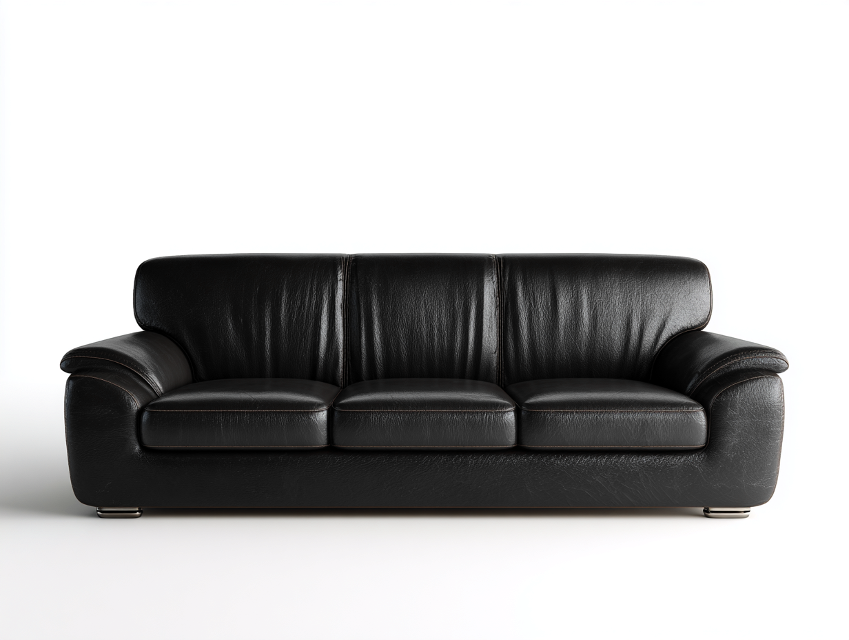 Canapé droit en cuir synthétique rembourré 185x90x82 cm - Noir - Pour salon - Design moderne-Oakmyloft