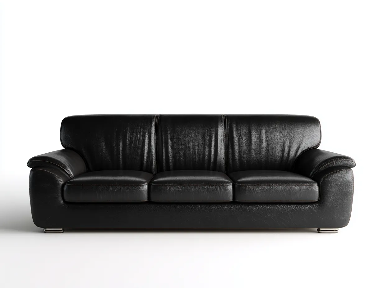 Canapé droit en cuir synthétique rembourré 185x90x82 cm - Noir - Pour salon - Design moderne-Oakmyloft