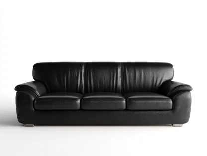 Canapé droit en cuir synthétique rembourré 185x90x82 cm - Noir - Pour salon - Design moderne-Oakmyloft