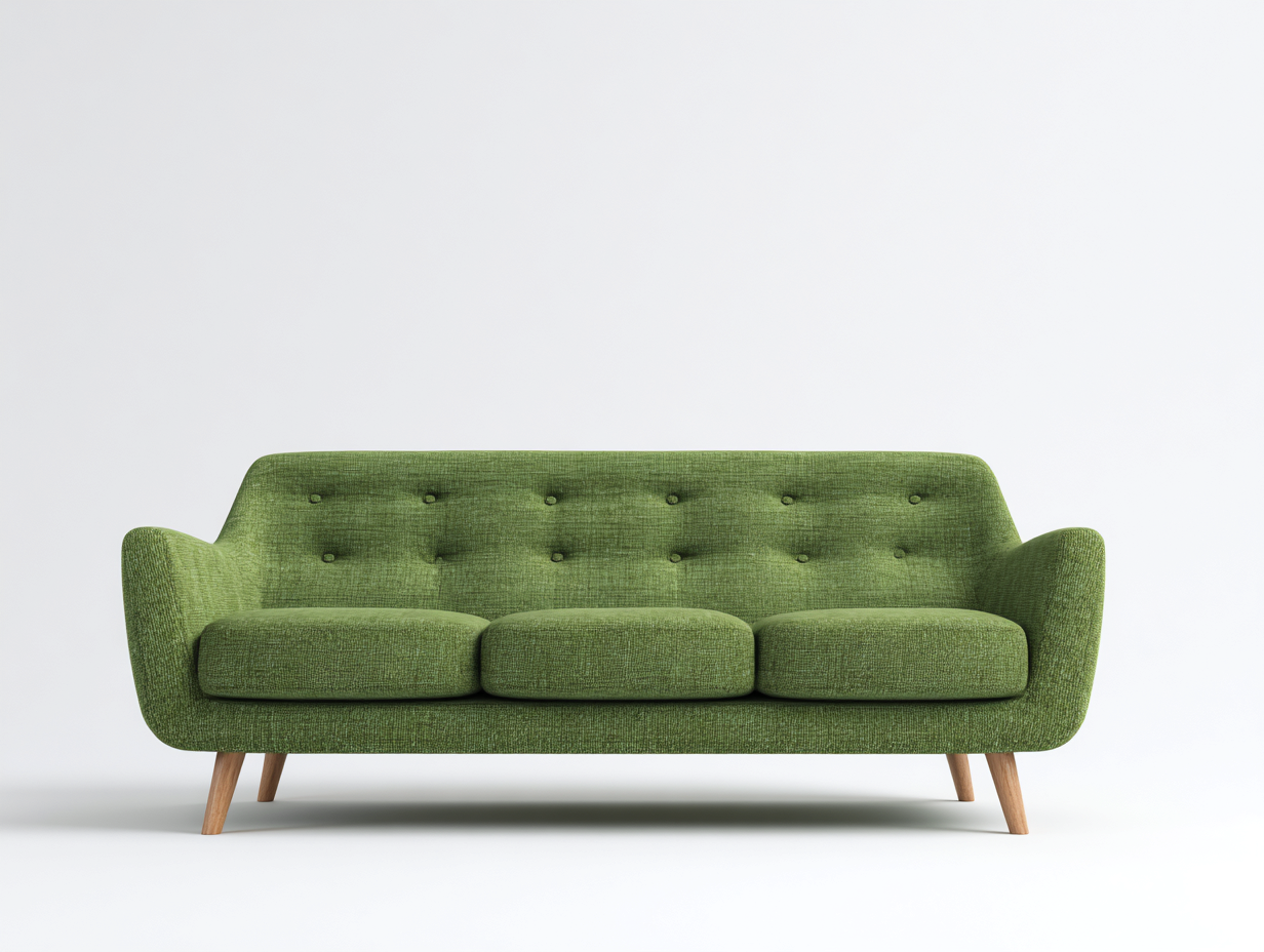 Canapé droit en tissu rembourré 178x78x80 cm - Vert olive - Pieds en bois - Pour salon - Design moderne-Oakmyloft