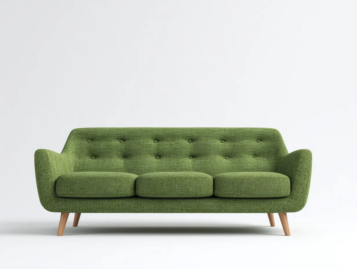 Canapé droit en tissu rembourré 178x78x80 cm - Vert olive - Pieds en bois - Pour salon - Design moderne-Oakmyloft