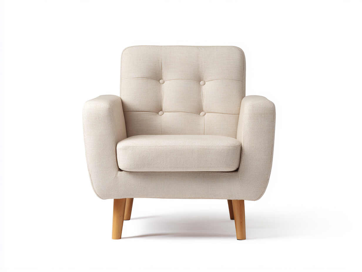Fauteuil en tissu 76x80x84 cm beige pour salon - style contemporain-Oakmyloft