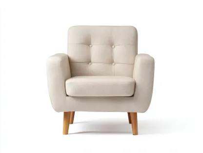 Fauteuil en tissu 76x80x84 cm beige pour salon - style contemporain-Oakmyloft