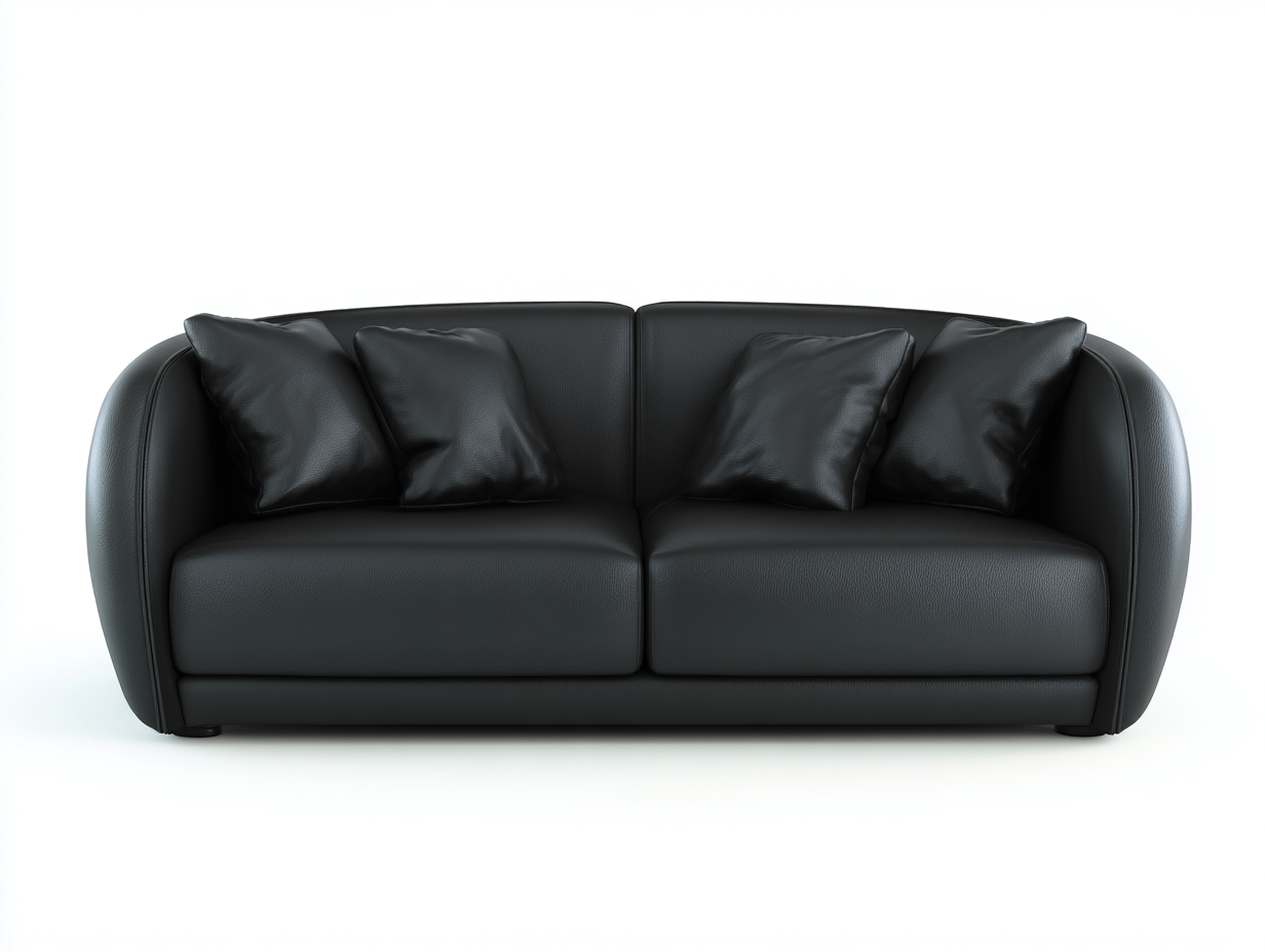 Canapé droit en similicuir rembourré 180x92x76 cm - Noir - Pour salon - Design moderne-Oakmyloft