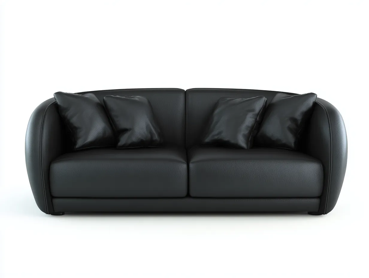 Canapé droit en similicuir rembourré 180x92x76 cm - Noir - Pour salon - Design moderne-Oakmyloft