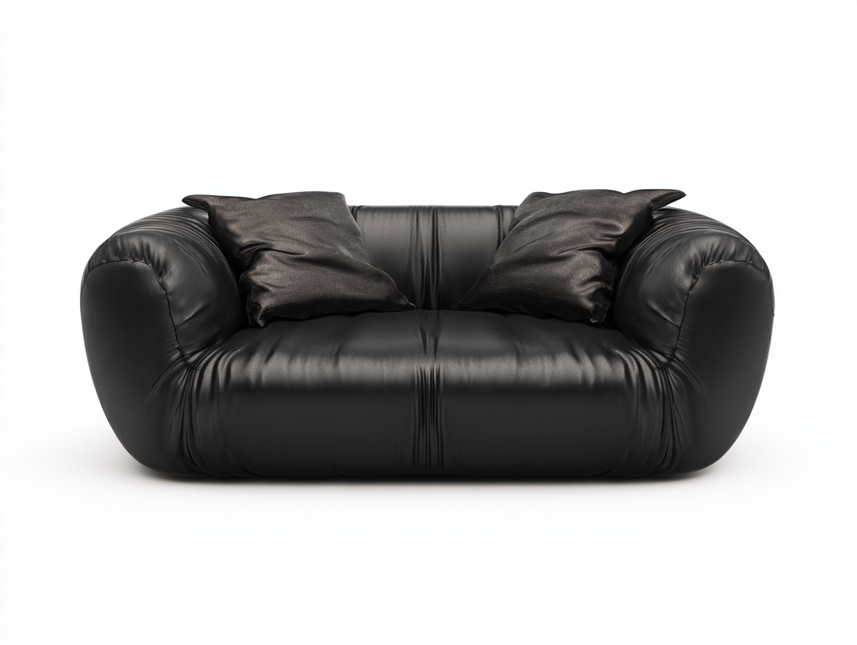 Canapé droit en similicuir rembourré 145x100x68 cm - Noir - Pour salon - Design moderne-Oakmyloft