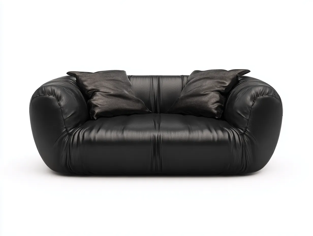 Canapé droit en similicuir rembourré 145x100x68 cm - Noir - Pour salon - Design moderne-Oakmyloft