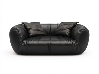 Canapé droit en similicuir rembourré 145x100x68 cm - Noir - Pour salon - Design moderne-Oakmyloft