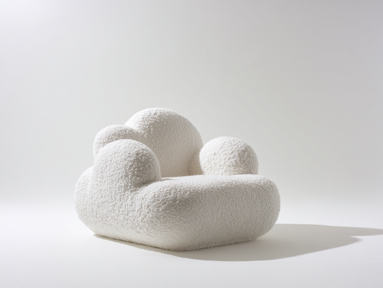 Fauteuil en tissu bouclé rembourré 92x88x72 cm - Blanc cassé - Pour salon - Design moderne-Oakmyloft