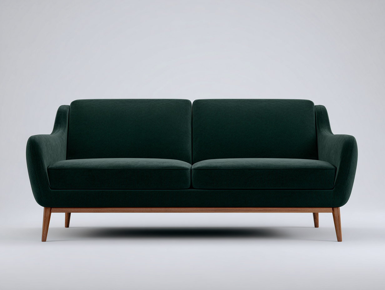 Canapé droit en tissu 168x82x78 cm - Vert foncé - Pieds en bois - Pour salon - Design moderne-Oakmyloft
