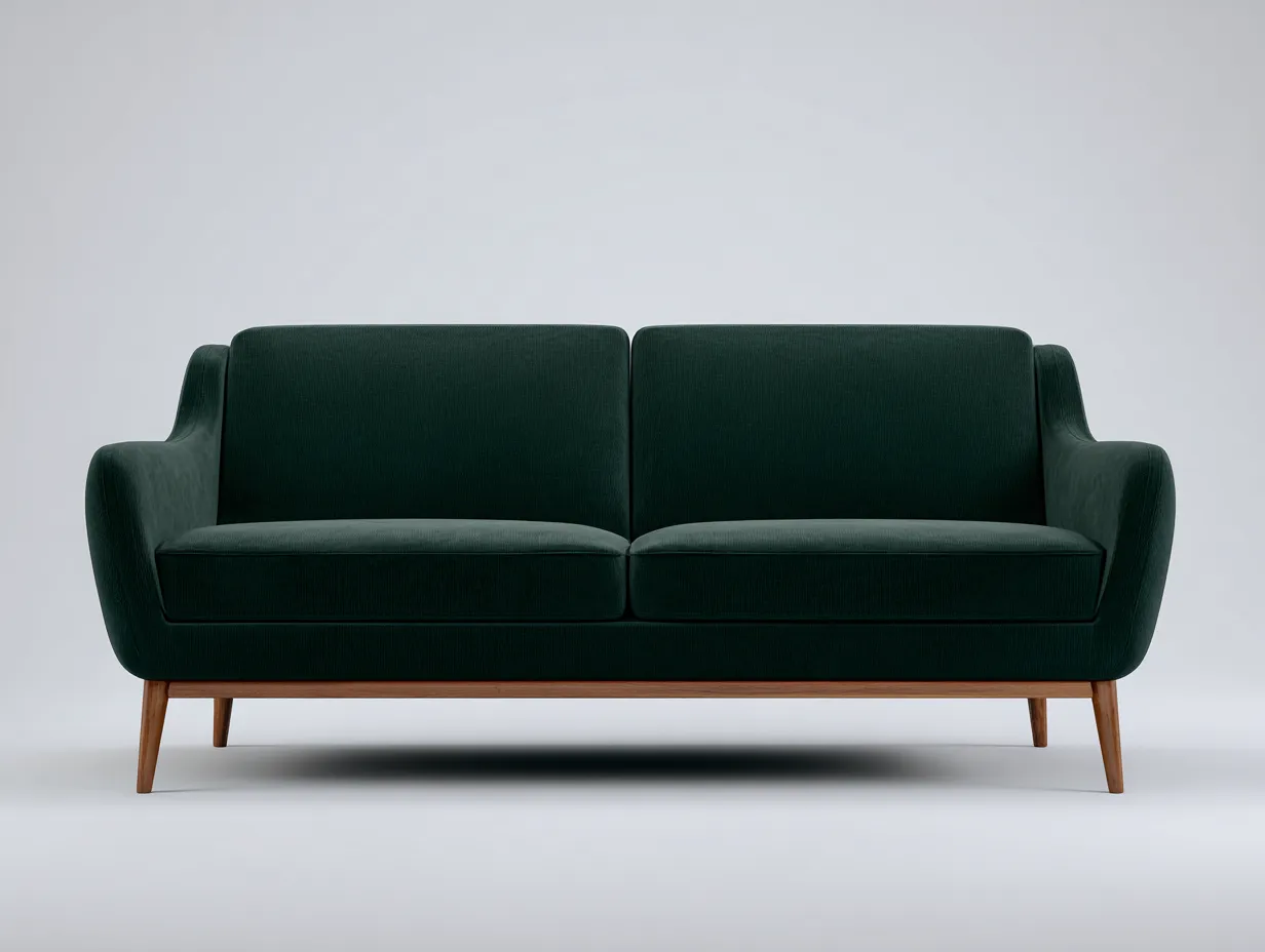 Canapé droit en tissu 168x82x78 cm - Vert foncé - Pieds en bois - Pour salon - Design moderne-Oakmyloft