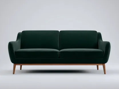 Canapé droit en tissu 168x82x78 cm - Vert foncé - Pieds en bois - Pour salon - Design moderne-Oakmyloft
