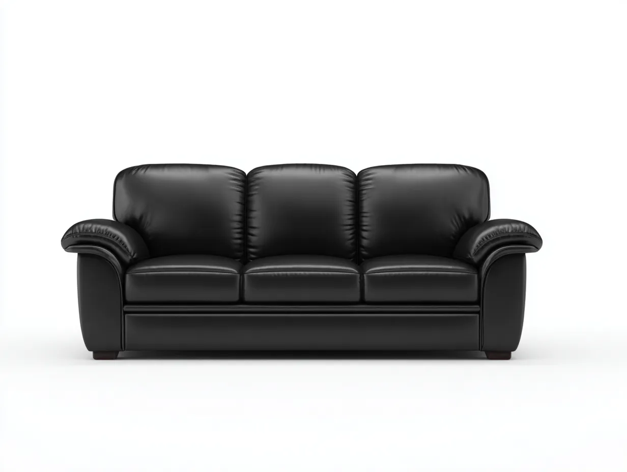 Canapé droit en cuir synthétique rembourré 182x90x84 cm - Noir - Pieds en bois foncé - Pour salon - Design moderne-Oakmyloft