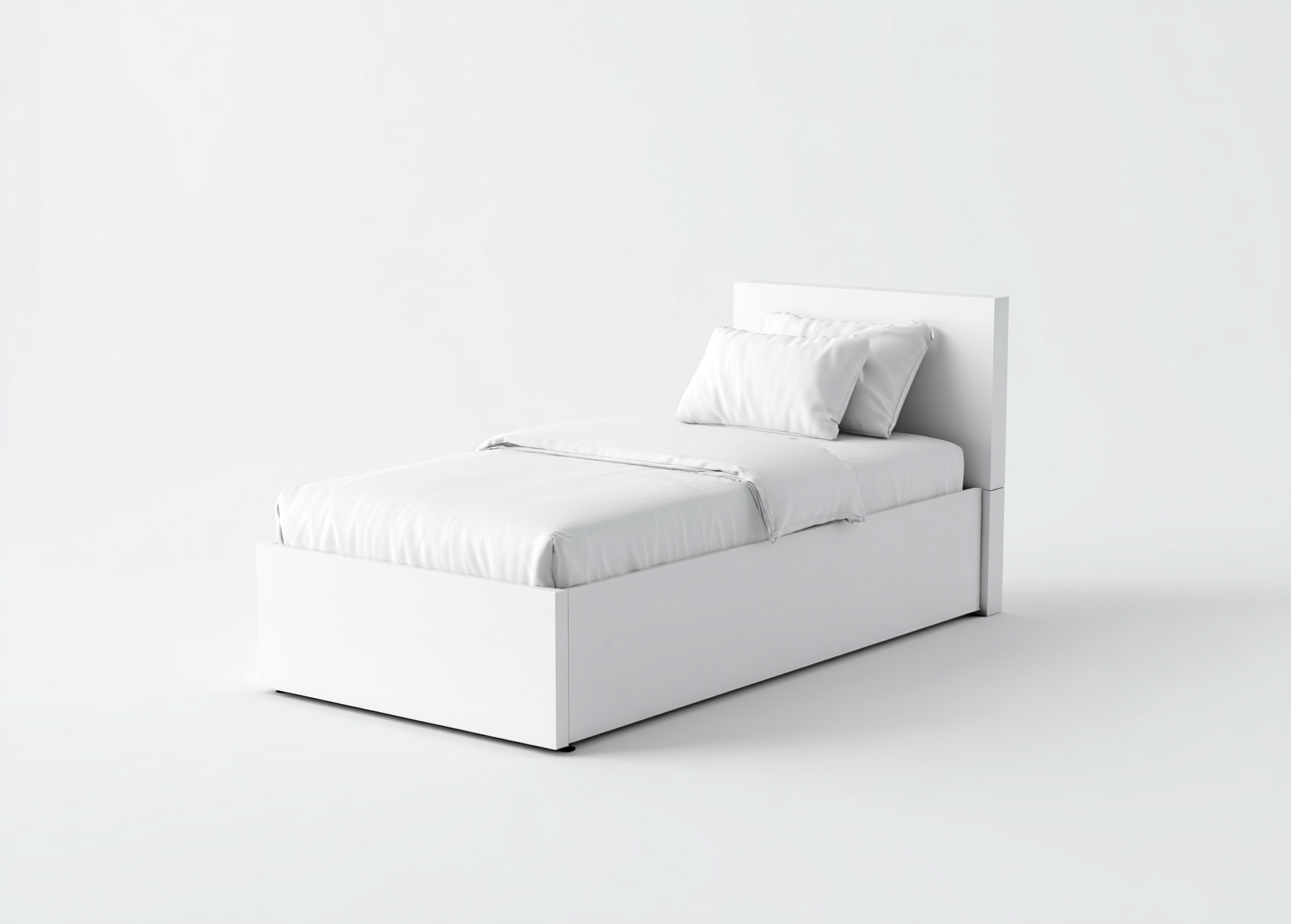Lit simple en bois 198x96x88 cm - Blanc - Pour chambre - Design moderne-Homigetpad