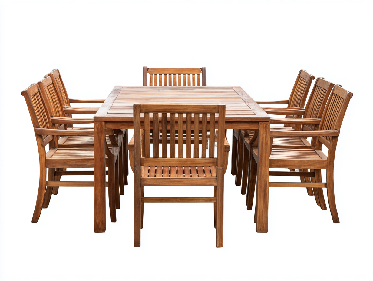 Salon de jardin repas en bois 200x100x75 cm - brun naturel - pour jardin et terrasse - design classique à lattes-Homigetpad
