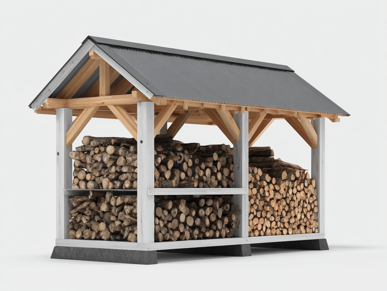 Abri à bûches 182x78x168 cm en bois naturel et gris pour jardin - design rustique avec toit double pente-Homigetpad
