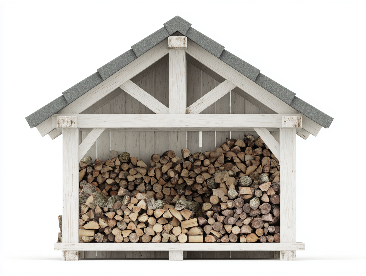 Abri à bûches 172x54x146 cm en bois blanc et gris pour jardin - design rustique avec toit double pente-Homigetpad