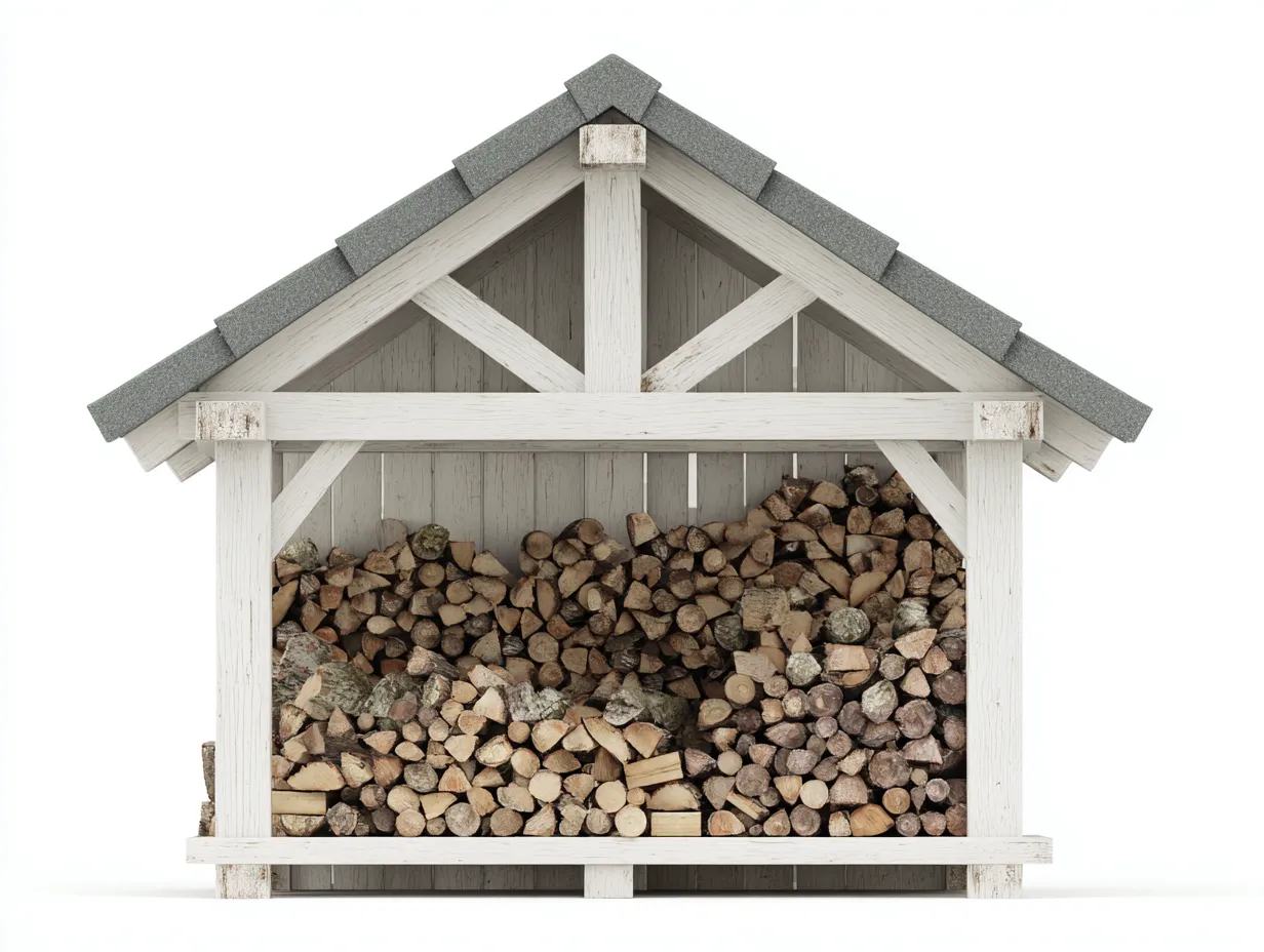Abri à bûches 172x54x146 cm en bois blanc et gris pour jardin - design rustique avec toit double pente-Homigetpad