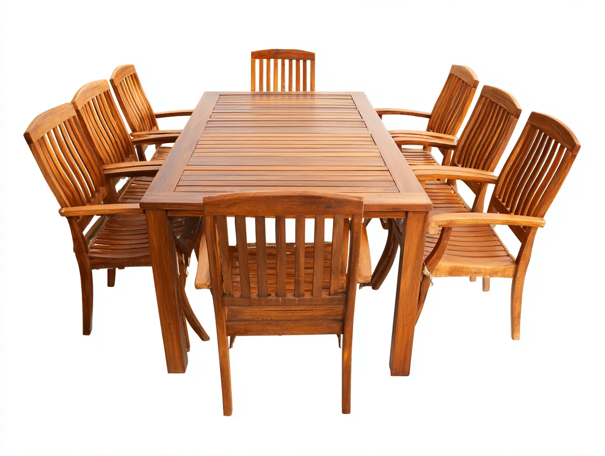 Salon de jardin repas en bois 220x100x75 cm - brun naturel - pour jardin et terrasse - design classique à lattes-Homigetpad