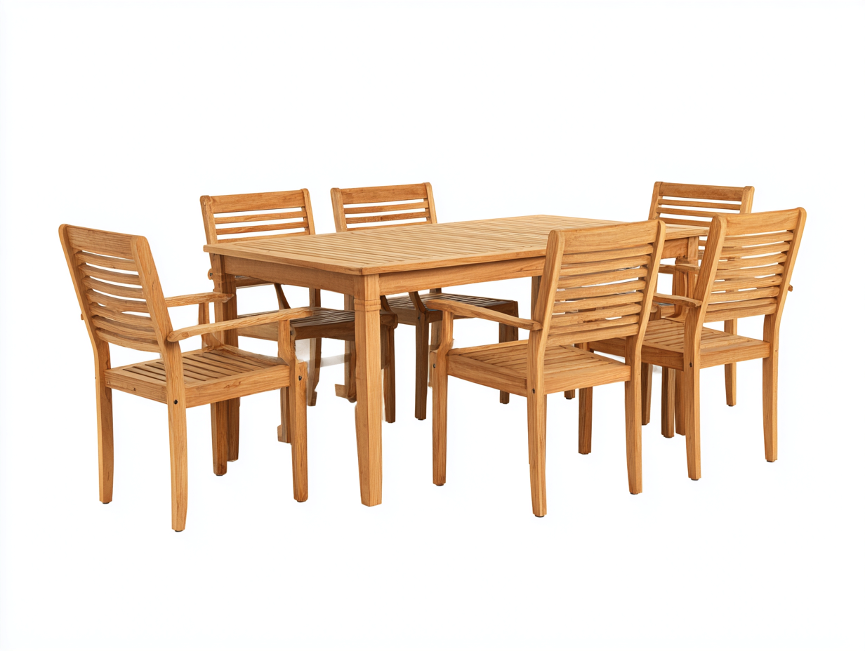 Salon de jardin repas en bois 180x90x75 cm - brun naturel - pour jardin et terrasse - design contemporain à lattes horizontales-Homigetpad