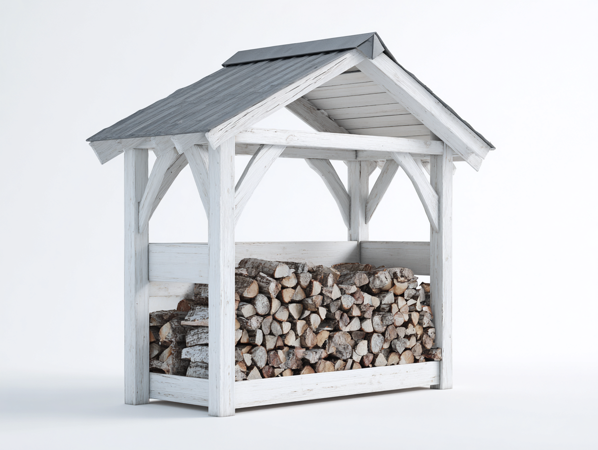 Abri à bûches en bois 160x68x165 cm - Blanc - Pour extérieur - Design moderne-Homigetpad