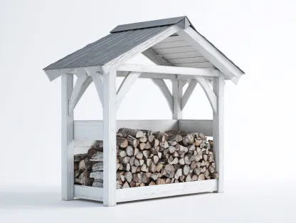 Abri à bûches en bois 160x68x165 cm - Blanc - Pour extérieur - Design moderne-Homigetpad